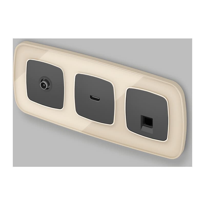 Комплект мех-ма компьютерной розетки RJ-45 экранированной с автоматической защитной шторкой OMEGA Графит Мягкое касание QUANT (OP9120, VM185)