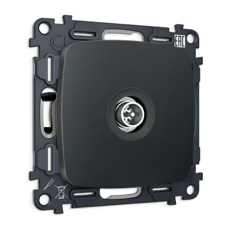 Комплект механизма TV розетки оконечной экранированной 5-1000MHz 3dB OMEGA Графит Мягкое касание QUANT (OP9130, VM199)