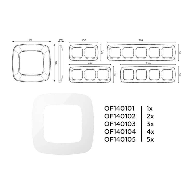 Рамка OMEGA Ecta (Белый глянец) 1-ая