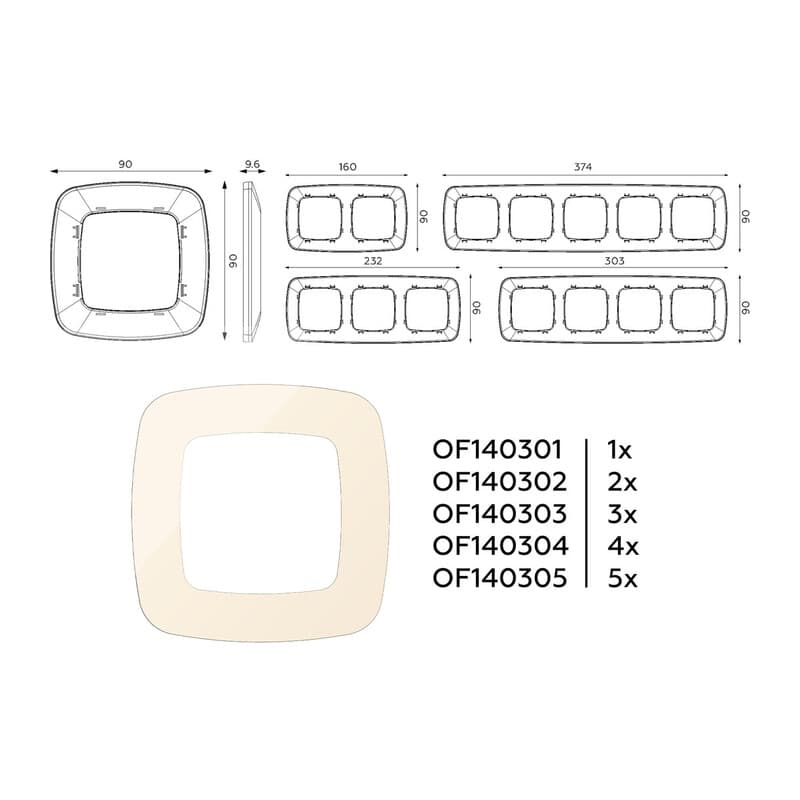 Рамка OMEGA Ecta (Бежевый глянец) 1-ая