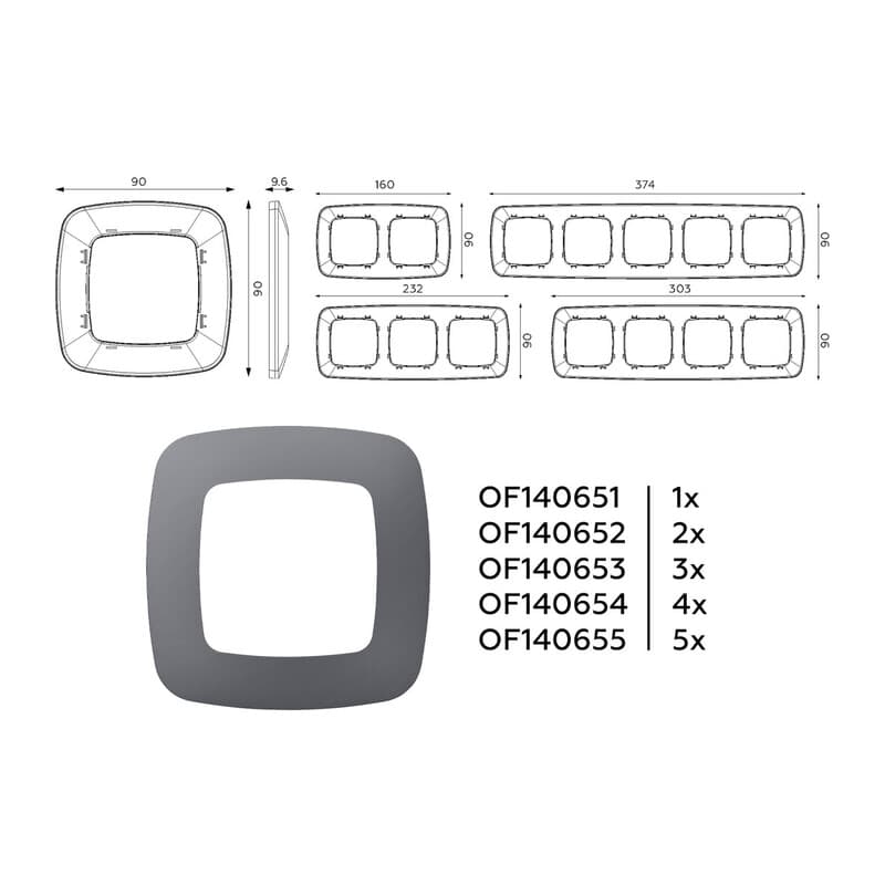 Рамка OMEGA Ecta (Антрацит серый) 5-ая
