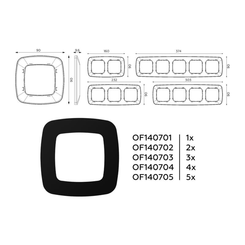Рамка OMEGA Ecta (Черный матовый) 4-ая