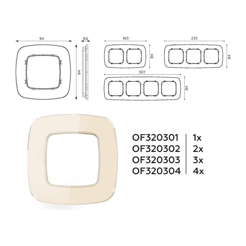 Рамка OMEGA Radian (Бежевый Стекло органическое) 1-ая