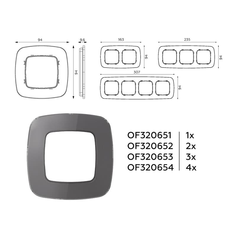 Рамка OMEGA Radian (Антрацит серый Стекло органическое) 1-ая