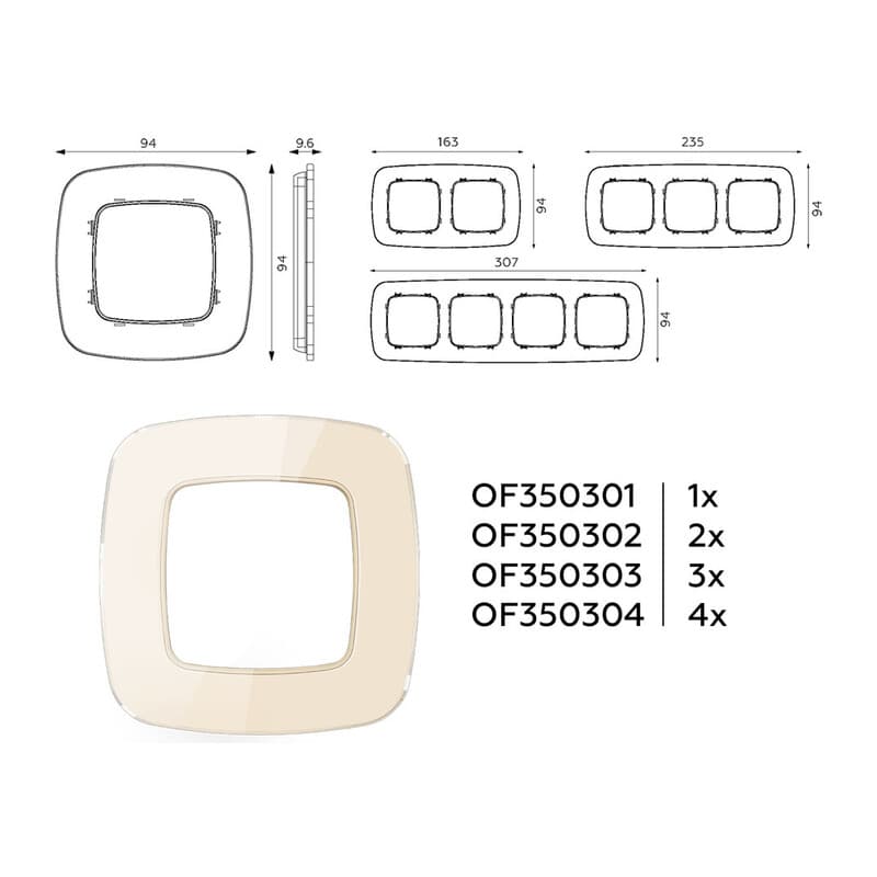 Рамка OMEGA Radian (Бежевый Стекло закаленное натуральное) 3-ая