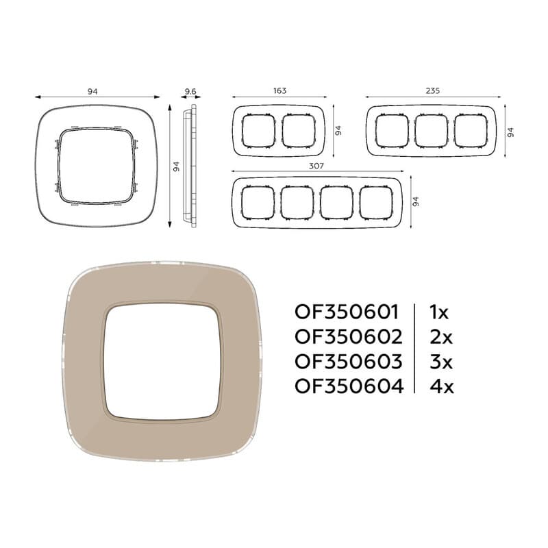 Рамка OMEGA Radian (Серо-бежевый Стекло закаленное натуральное) 1-ая