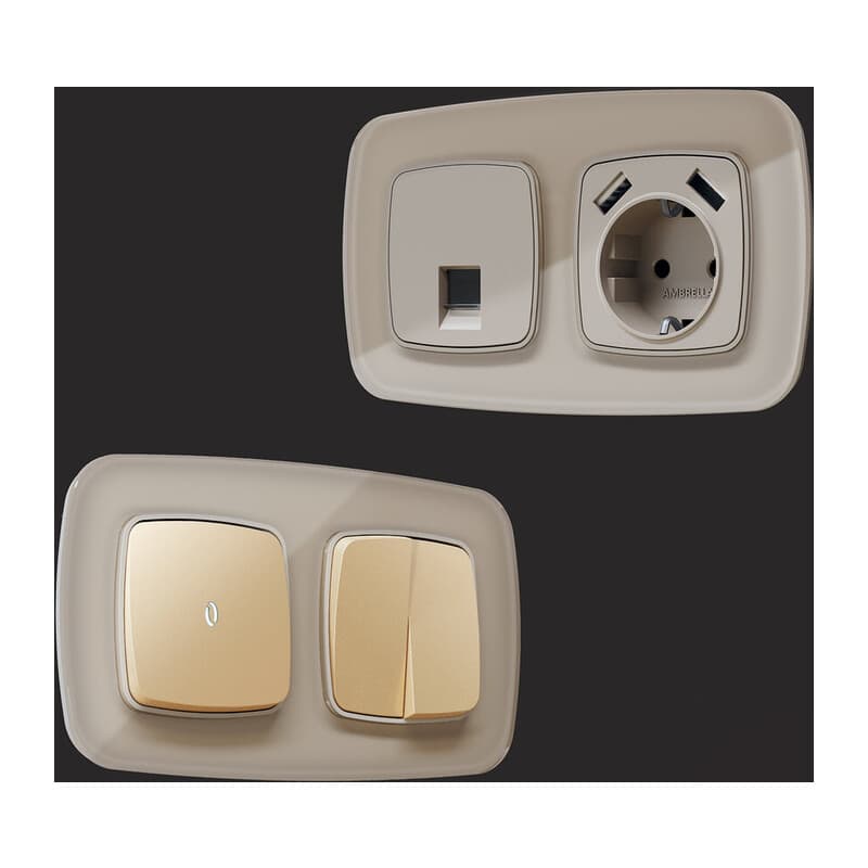 Рамка OMEGA Radian (Серо-бежевый Стекло закаленное натуральное) 3-ая