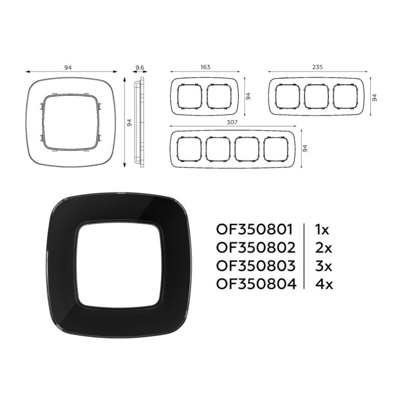 Рамка OMEGA Radian (Черный Стекло закаленное натуральное) 2-ая