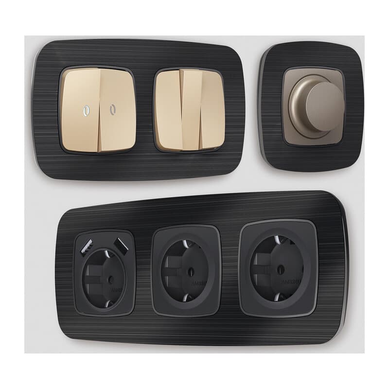 Рамка OMEGA Radian (Черный Металл шлифованный) 1-ая