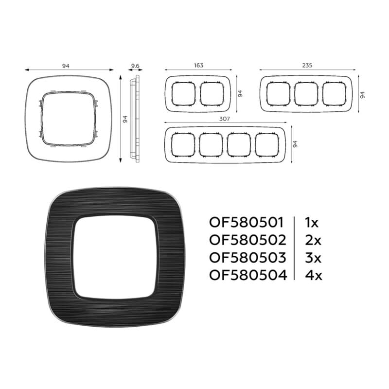 Рамка OMEGA Radian (Черный Металл шлифованный) 3-ая