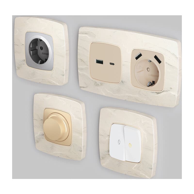 Рамка OMEGA Opera (Серо-бежевый мрамор) 2-ая