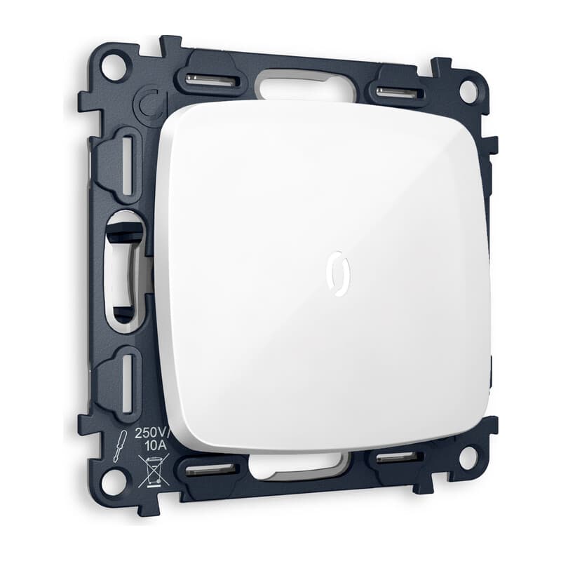 Комплект механизма 1-кл выключателя с подсветкой 5600K OMEGA Белый глянец QUANT (OP1020, VM101, G14W)