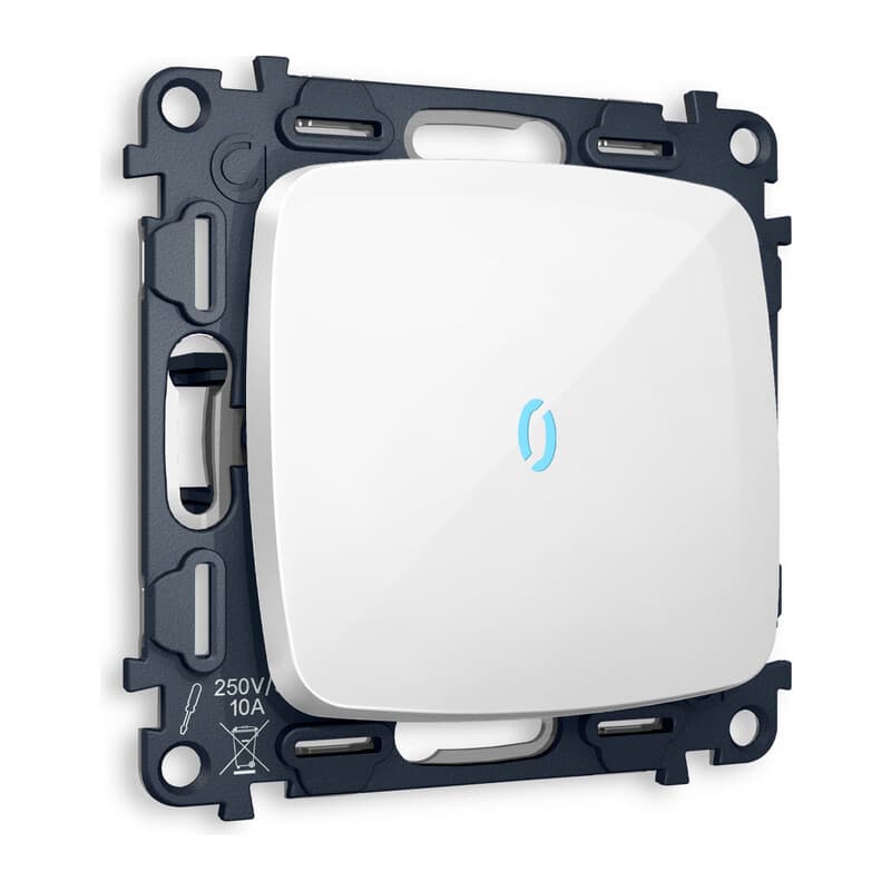 Комплект механизма 1-кл проходного выключателя с подсветкой 10000K OMEGA Белый глянец QUANT (OP1020, VM105, G29B)