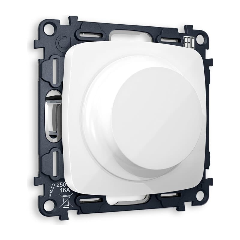 Комплект механизма светорегулятора универсального OMEGA Белый глянец 25-600W/LED 5-300W QUANT (OP1055, VM136)