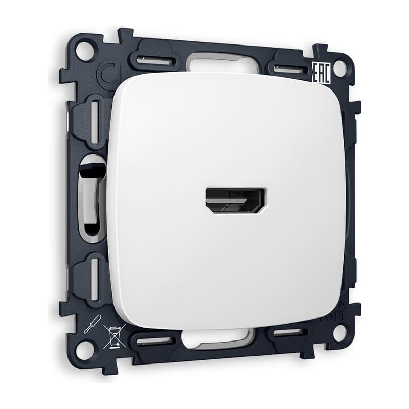 Комплект механизма розетки HDMI 2.0 OMEGA Белый матовый 40V/500MO 2.0GHz 5-18Gbit/s QUANT (OP1340, VM222)