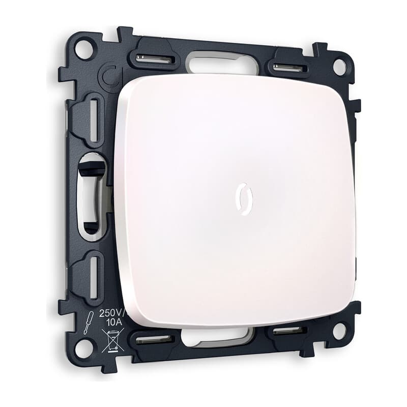 Комплект механизма 1-кл выключателя с подсветкой 5600K OMEGA Жемчуг QUANT (OP2020, VM101, G14W)