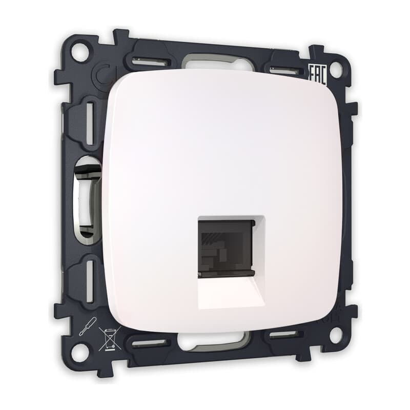 Комплект механизма телефонной розетки OMEGA Жемчуг RJ-11(4P4C) с шторкой QUANT (OP2120, VM190)