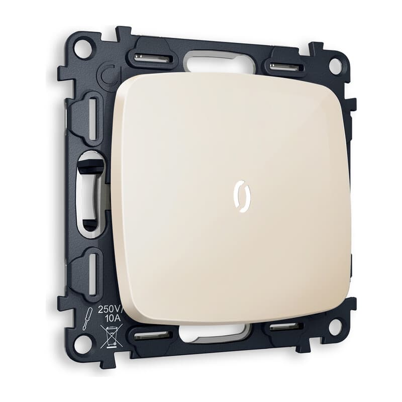 Комплект механизма 1-кл выключателя с подсветкой 5600K OMEGA Бежевый глянец QUANT (OP3020, VM101, G14W)