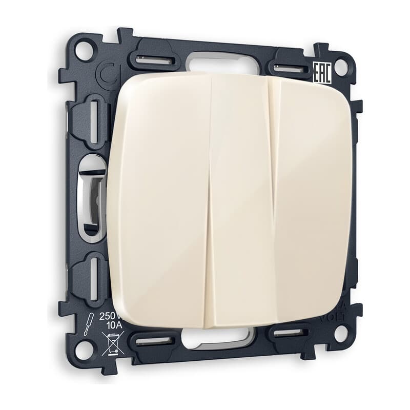 Комплект механизма 3-кл выключателя OMEGA Бежевый глянец QUANT (OP3050, VM133)