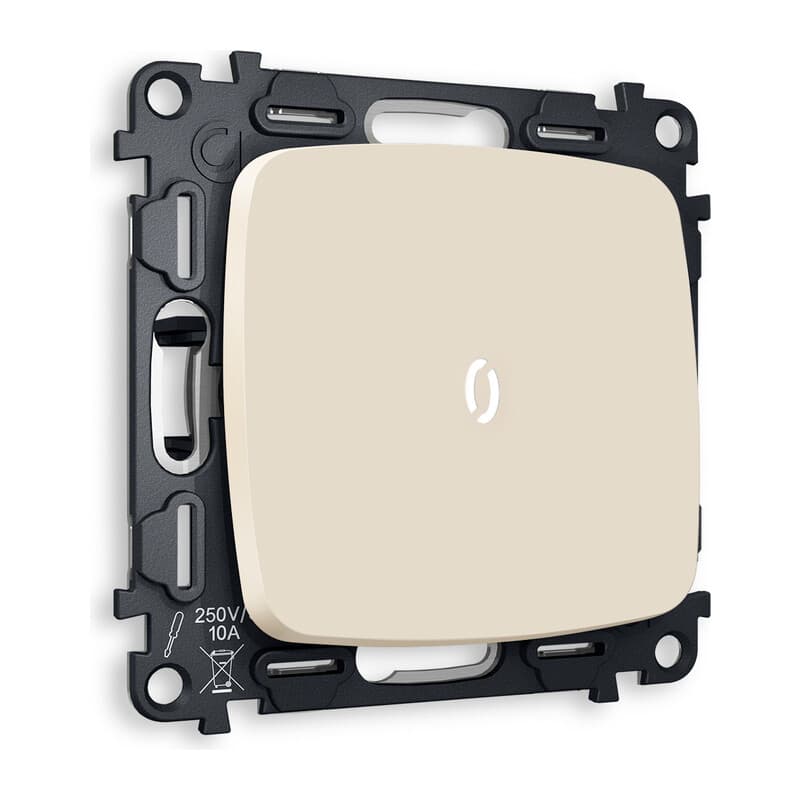 Комплект механизма 1-кл выключателя с подсветкой 5600K OMEGA Бежевый матовый QUANT (OP3220, VM101, G14W)