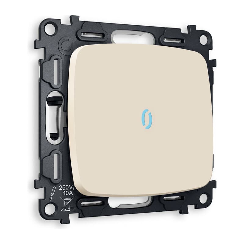 Комплект механизма 1-кл выключателя с подсветкой 10000K OMEGA Бежевый матовый QUANT (OP3220, VM101, G17B)