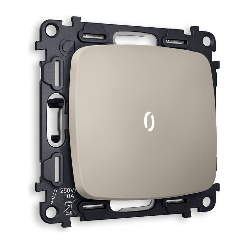 Комплект механизма 1-кл выключателя с подсветкой 5600K OMEGA Серо-бежевый матовый QUANT (OP3620, VM101, G14W)