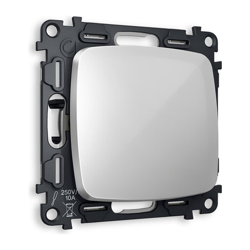 Комплект механизма 1-кл перекрестного выключателя OMEGA Серебро глянец QUANT (OP4010, VM112)