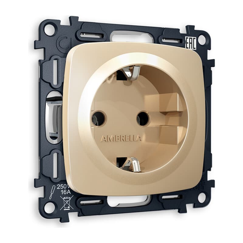 Комплект механизма электрической розетки OMEGA Шампань с/з на винтовых зажимах QUANT (OP6060, VM141)