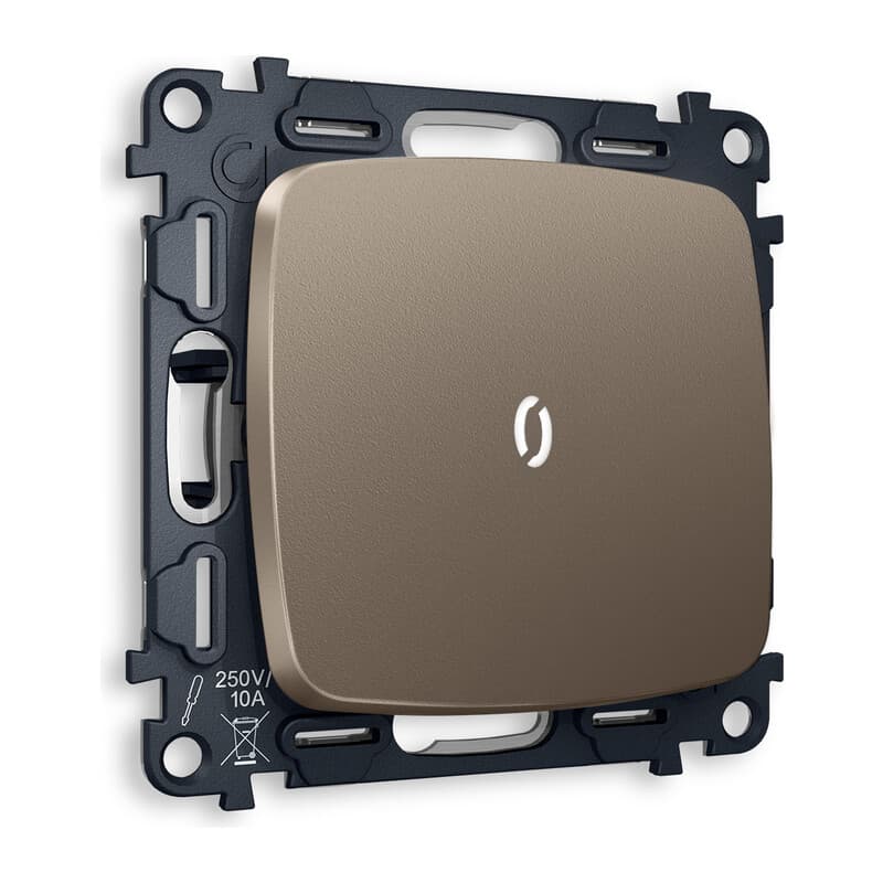 Комплект механизма 1-кл выключателя с подсветкой 5600K OMEGA Темная бронза матовый QUANT (OP6320, VM101, G14W)