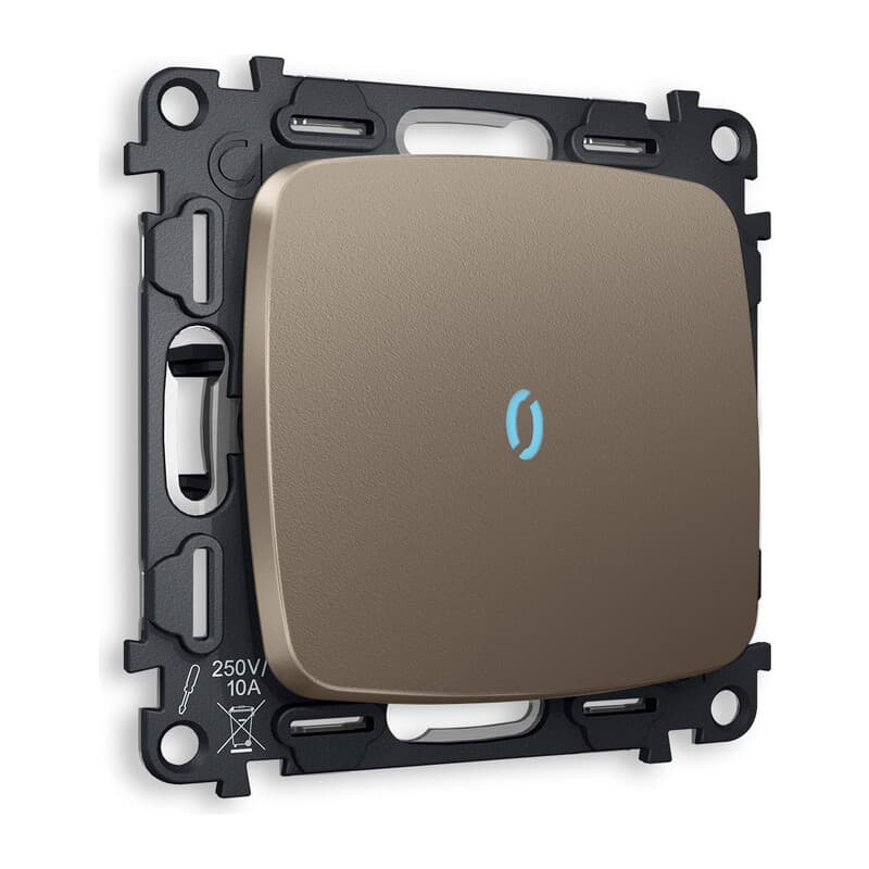 Комплект механизма 1-кл выключателя с подсветкой 10000K OMEGA Темная бронза матовый QUANT (OP6320, VM101, G17B)