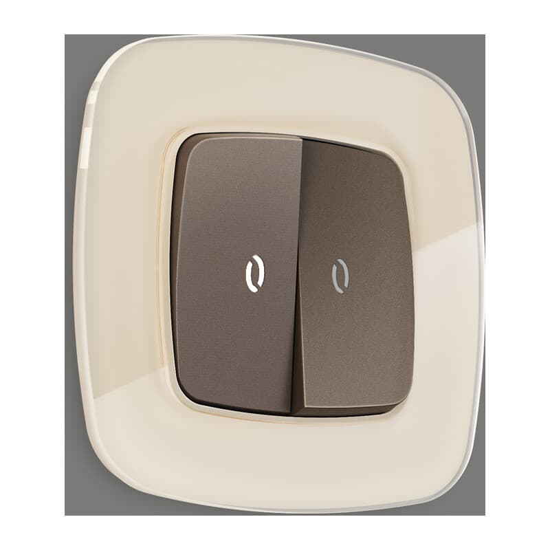 Комплект механизма 2-кл проходного выключателя с подсветкой 5600K OMEGA Темная бронза матовый QUANT (OP6340, VM120, G25W)