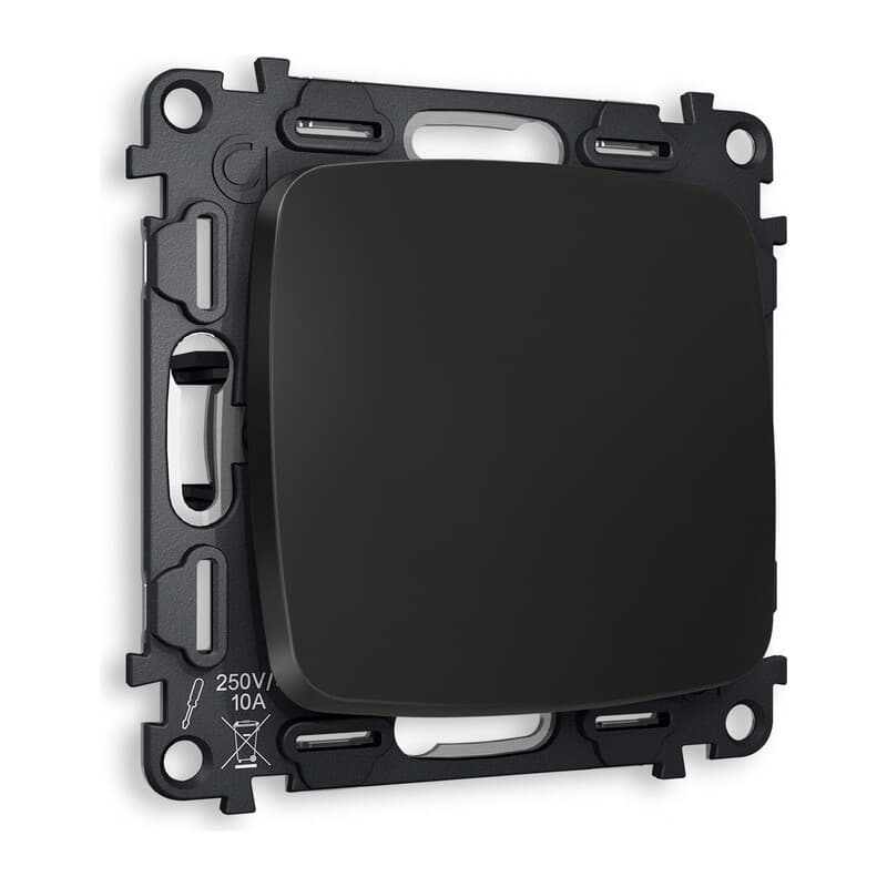 Комплект механизма 1-кл проходного выключателя OMEGA Черный матовый QUANT (OP8010, VM105)