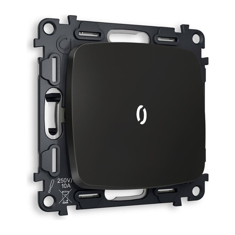 Комплект механизма 1-кл выключателя с подсветкой 5600K OMEGA Черный матовый QUANT (OP8020, VM101, G14W)