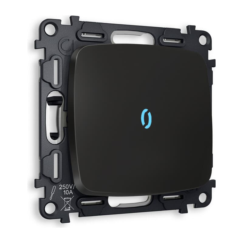 Комплект механизма 1-кл выключателя с подсветкой 10000K OMEGA Черный матовый QUANT (OP8020, VM101, G17B)