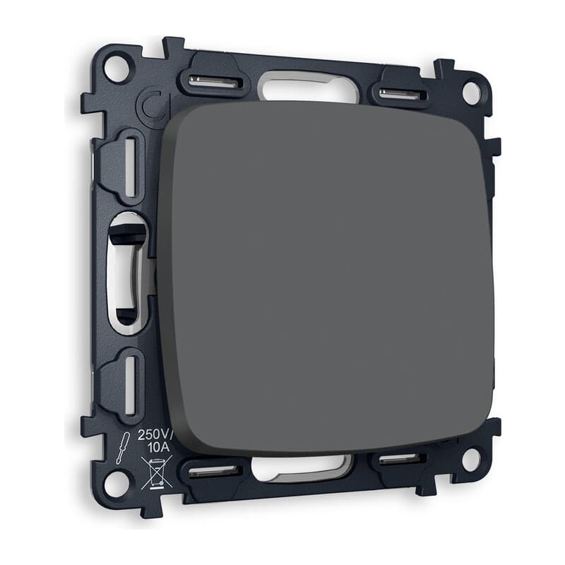 Комплект механизма 1-кл перекрестного выключателя OMEGA Графит мягкое касание QUANT (OP9010, VM112)