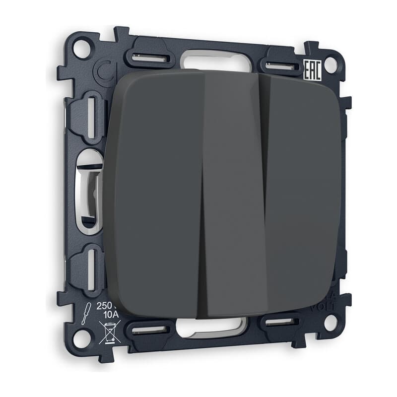 Комплект механизма 3-кл выключателя OMEGA Графит мягкое касание 10A-250V QUANT (OP9050, VM133)