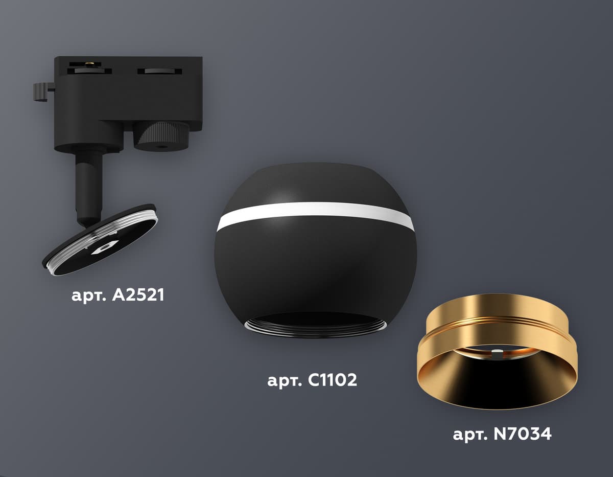 XT1102005 SBK/PYG черный песок/золото желтое полированное GU5.3 LED 3W 4200K (A2521, C1102, N7034)