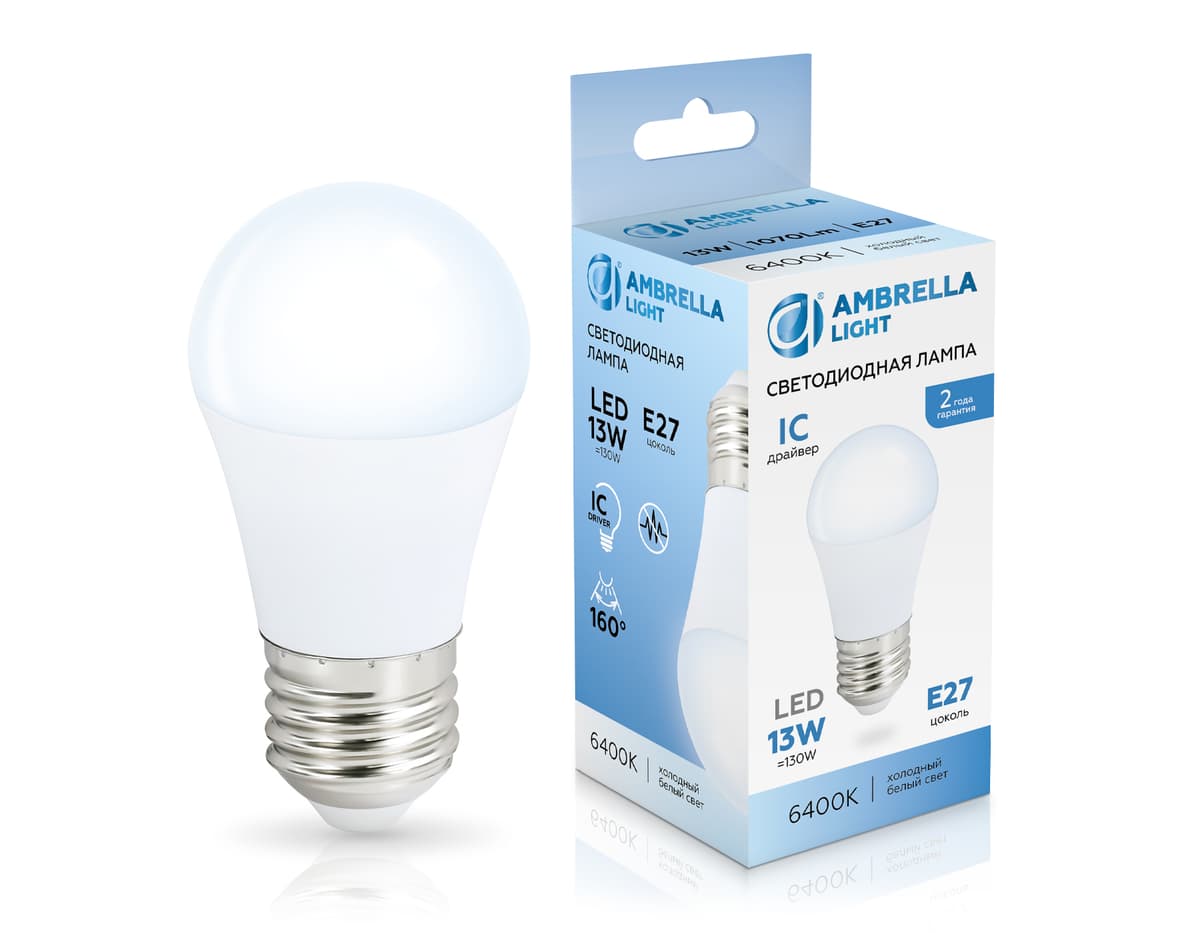 451306 LED G45 13W IC E27 6400K 175-265V