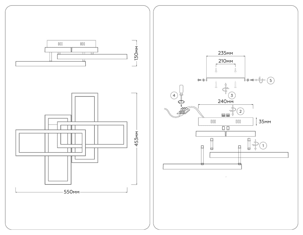 FA1002/2+2 BK черный 65W 3000K-6400K 550*453*130 (ПДУ ИК)