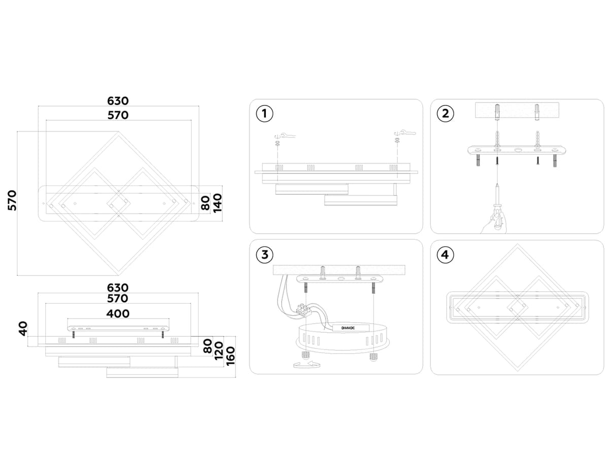 FA8531 WH белый 132W 3000K-6400K+RGB 630*570*160 (ПДУ РАДИО 2.4G)