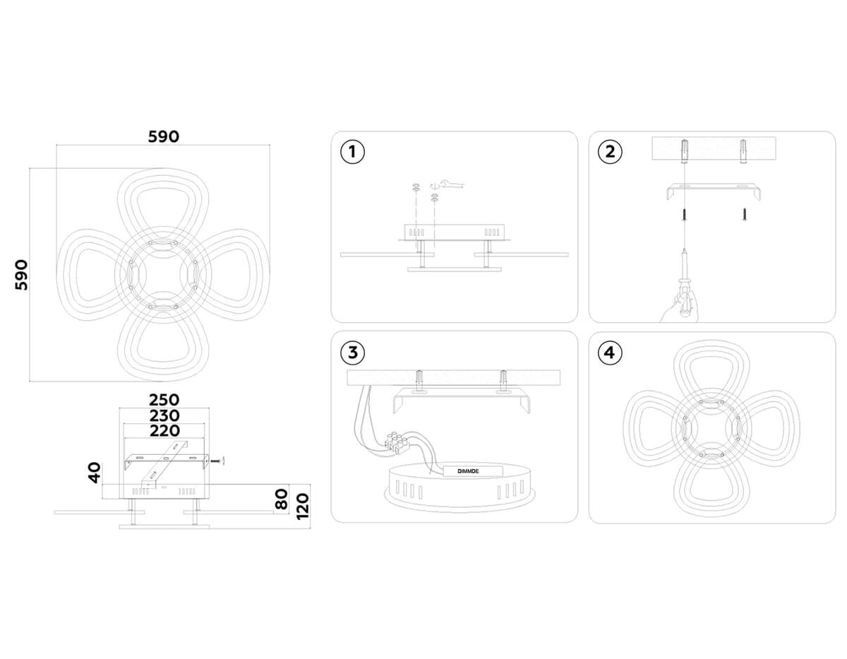FA8926/4+1 BK/CH черный/хром 163W 3000K-6400K 590*590*120 (ПДУ РАДИО 2.4G)