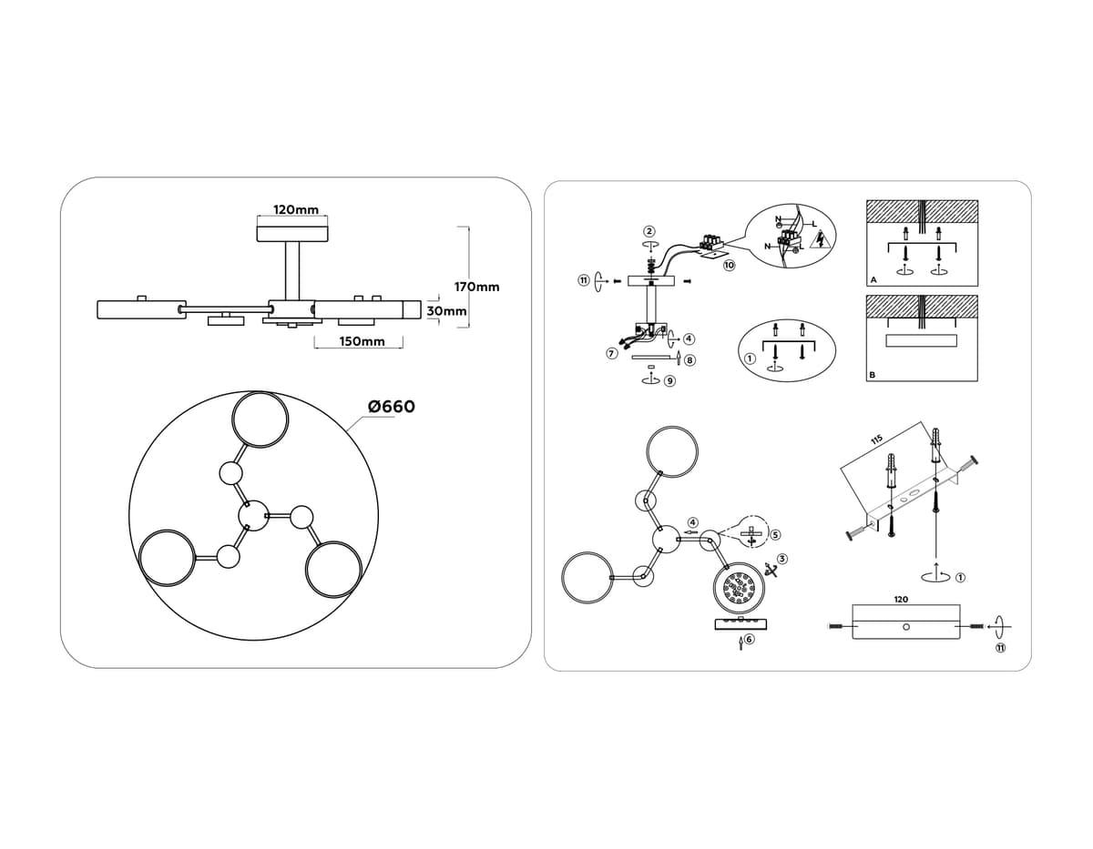 FL4855/3 WH/WD белый/дерево 54W 3000-6000K D660*170 (без ПДУ)