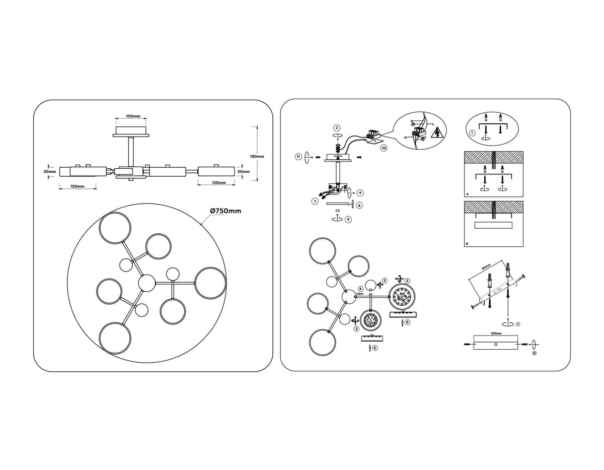 FL4861/6 WH/WD белый/дерево 90W 3000-6000K D750*180 (без ПДУ)