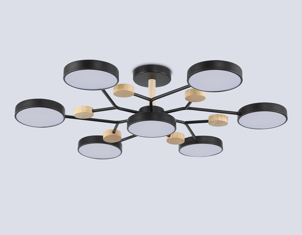 FL4866/7 BK/WD черный/дерево 126W 3000-6000K D830*190 (без ПДУ)