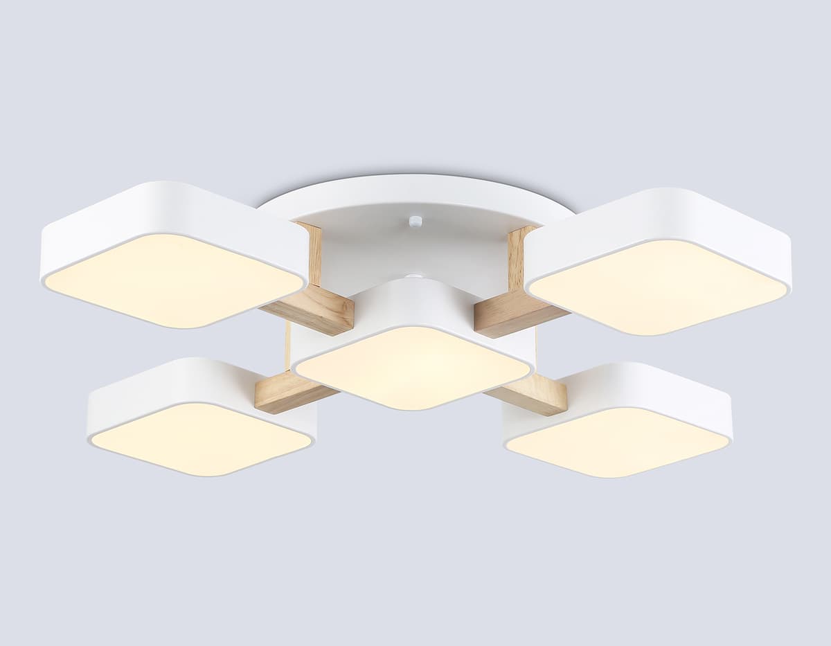 FL4881/5 WH/WD белый/дерево 90W 3000-6000K 675*675*110 (без ПДУ)