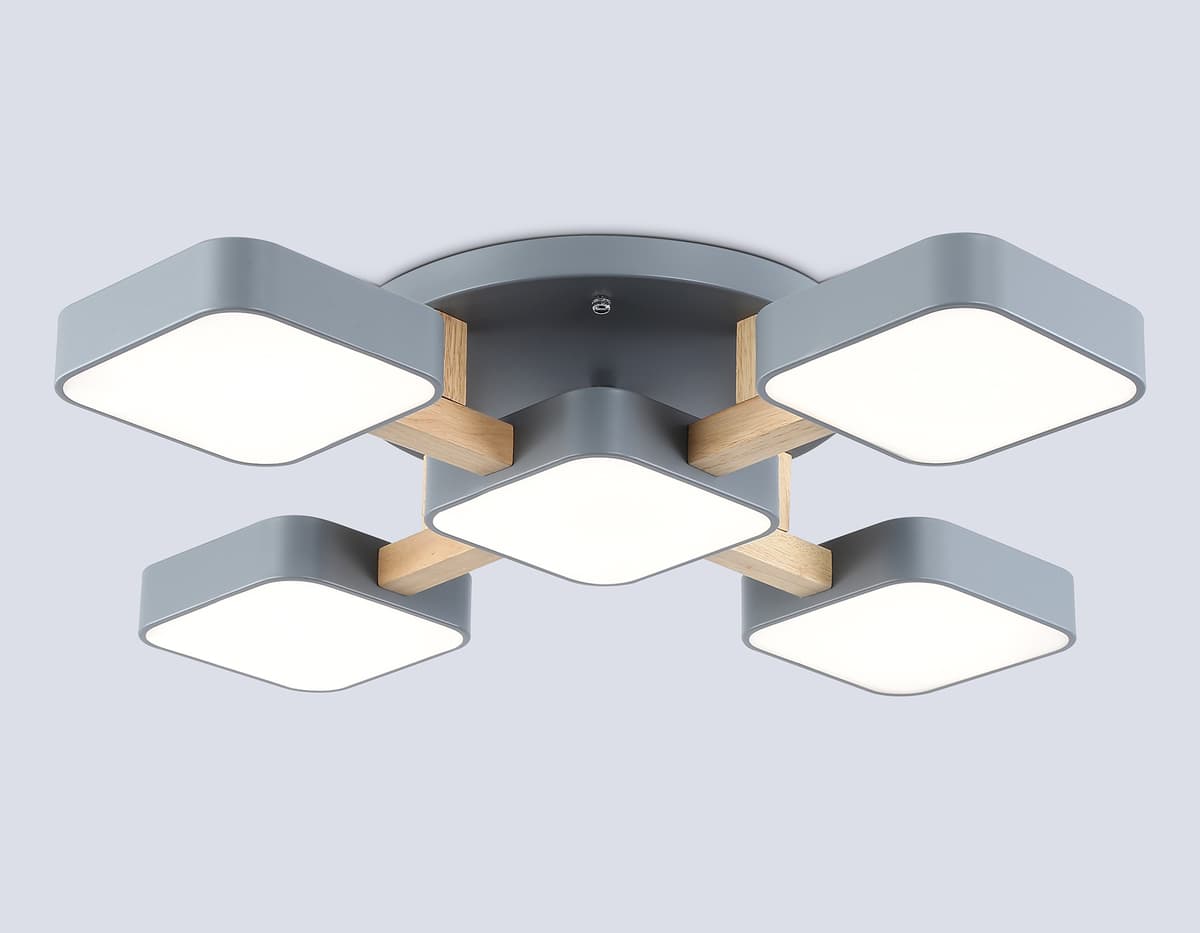 FL4882/5 GR/WD серый/дерево 90W 3000-6000K 675*675*110 (без ПДУ)