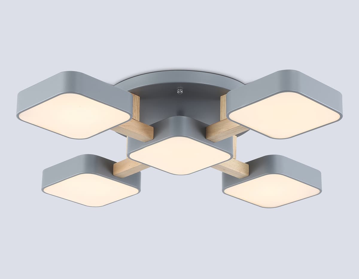 FL4882/5 GR/WD серый/дерево 90W 3000-6000K 675*675*110 (без ПДУ)
