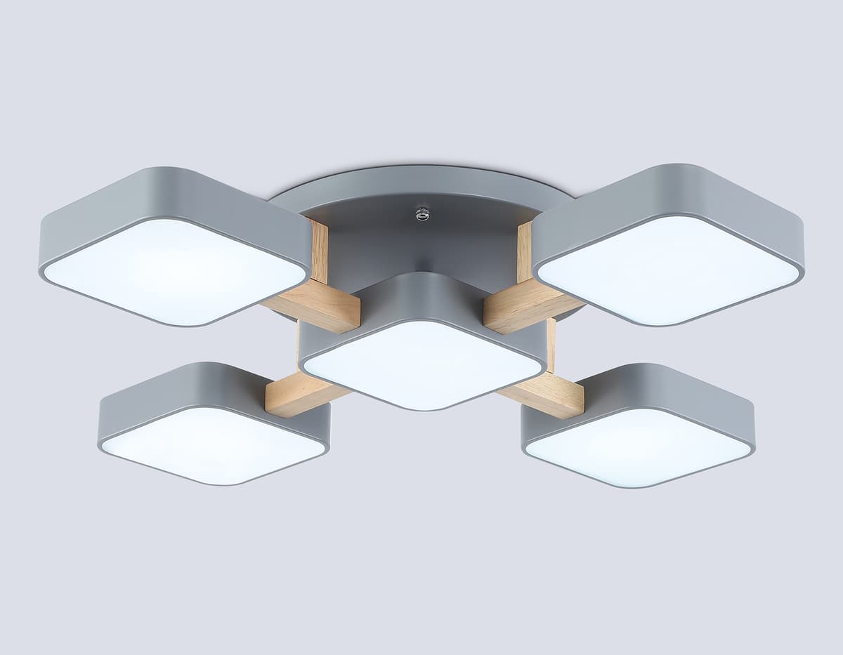 FL4882/5 GR/WD серый/дерево 90W 3000-6000K 675*675*110 (без ПДУ)