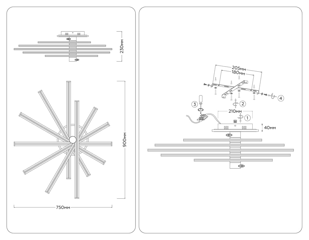 FL6244 GD золото 125W 3000K-6400K+RGB 900*750*230 (ПДУ ИК)