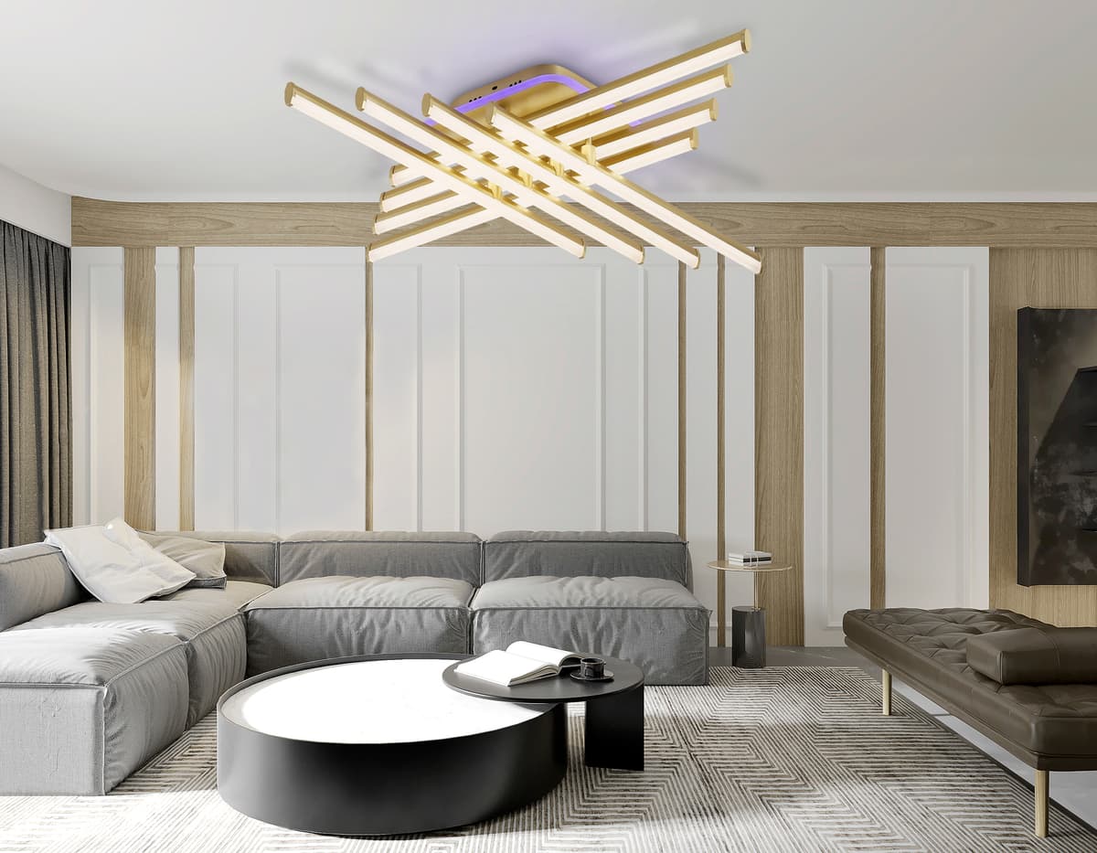 FL6263 GD золото 115W 3000K-6400K+RGB 810*810*130 (ПДУ ИК)